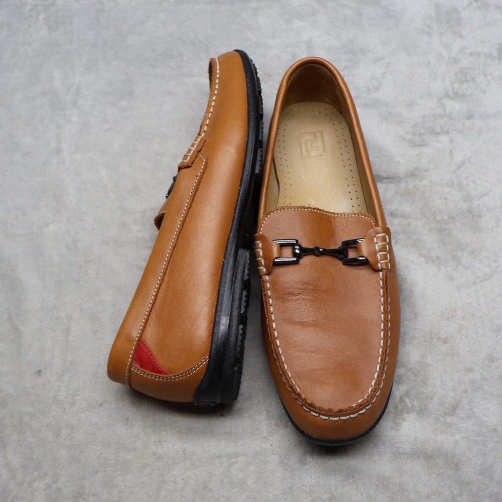 FootJoy Mens 11.5M Loafers Brown Leather Club Casual Horse Bit Slip On Preppy